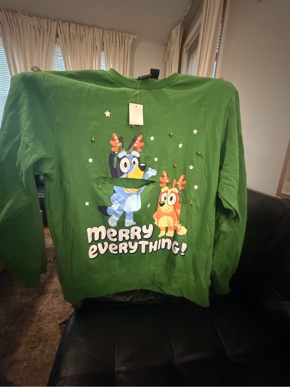 Women bluey cutout ugly sweater